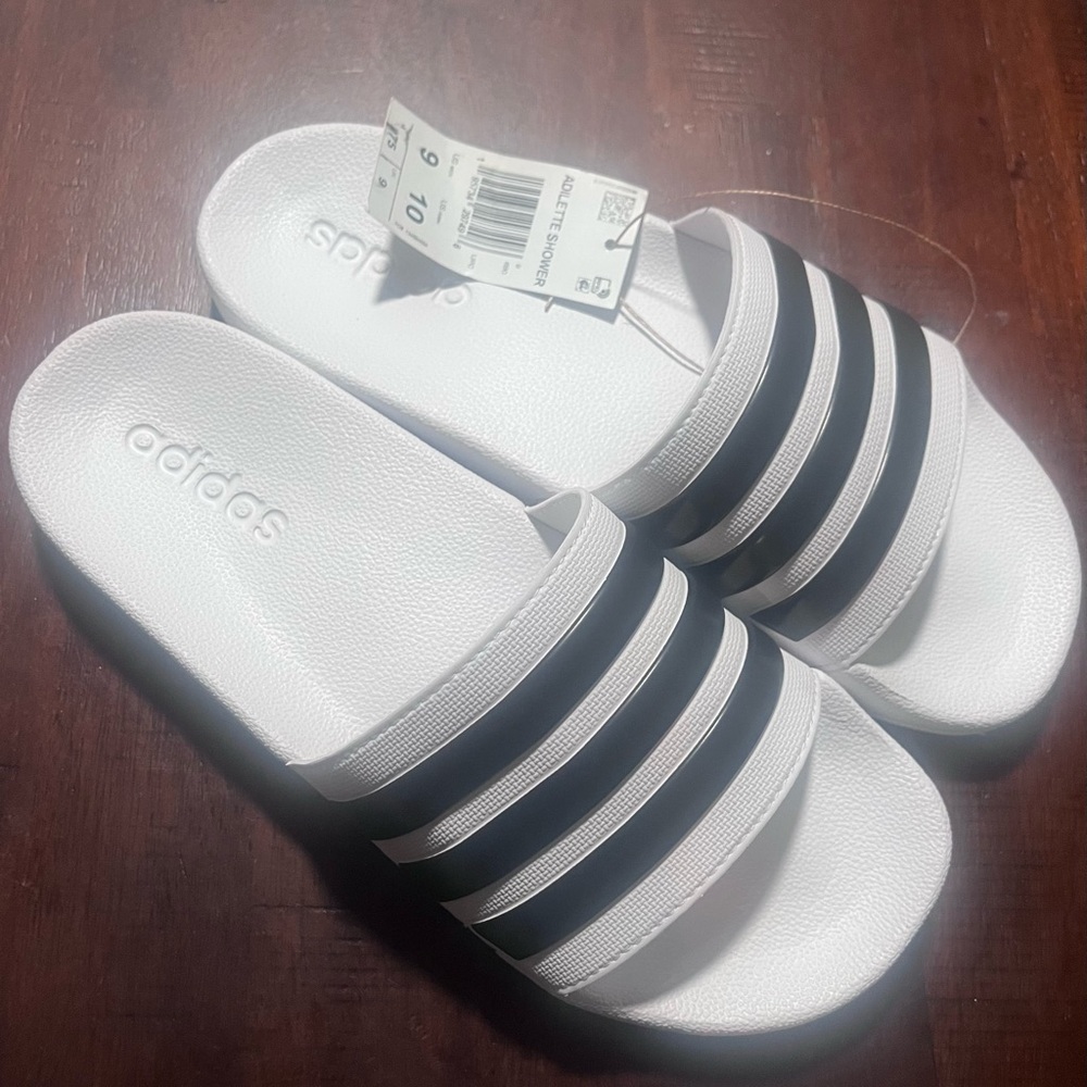 Adidas adilette White and Black Slides